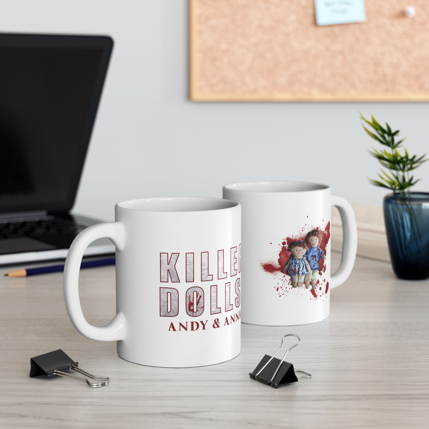 Ceramic Mug - "Killer Dills: Andy & Anna" Blood Splatter Novelty Coffee Cup