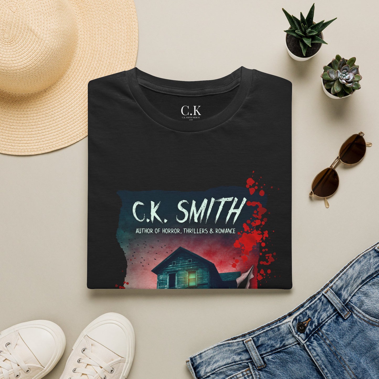 Horror Author Tee — "C.K. Smith" Haunted House Book Cover T-Shirt