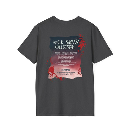 (White and Grey) Horror Author Tee — "C.K. Smith" Haunted House Book Cover T-Shirt